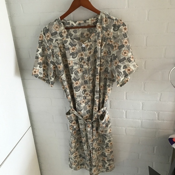 Vintage 80s Midi dress Floral print Mosaïc Grandma Grannycore XXL - Picture 1 of 13